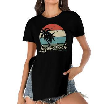 Womens Laguna Beach California Palm Tree Women's Short Sleeves T-shirt With Hem Split | Mazezy