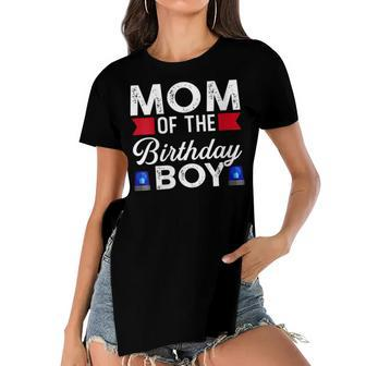 Womens Mom Of The Birthday Boy Birthday Boy Women's Short Sleeves T-shirt With Hem Split - Seseable
