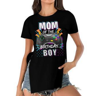 Womens Mom Of The Birthday Boy Matching Video Gamer Birthday Party V3 Women's Short Sleeves T-shirt With Hem Split - Seseable