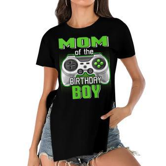 Womens Mom Of The Birthday Boy Video Game B-Day Top Gamer Party Women's Short Sleeves T-shirt With Hem Split - Seseable