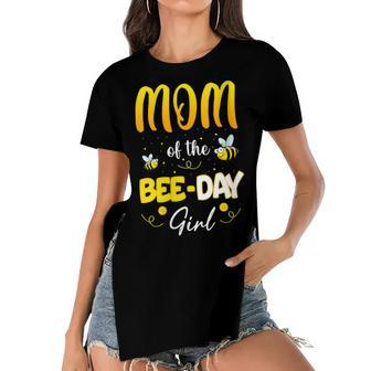 Womens Party Matching Birthday Sweet Mom Of The Bee Day Girl Hive Women's Short Sleeves T-shirt With Hem Split - Seseable