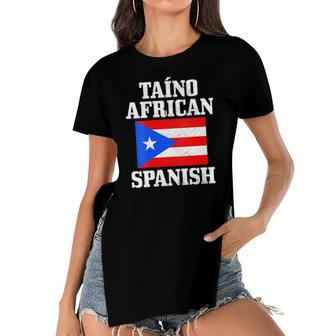 Womens Taino African Spanish Puerto Rico Flag Taina Boricua Boriken Women's Short Sleeves T-shirt With Hem Split | Mazezy