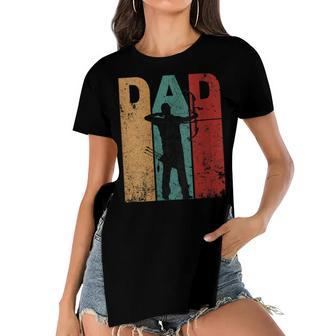 Womens Vintage Archery Dad Fathers Day Archer Daddy 4Th Of July Women's Short Sleeves T-shirt With Hem Split - Seseable
