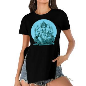 Yoga Spiritual Hindu God Ganesha Meditation V2 Women's Short Sleeves T-shirt With Hem Split - Seseable