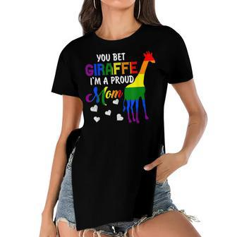 You Bet Giraffe Im A Proud Mom Pride Lgbt Happy Mothers Day Women's Short Sleeves T-shirt With Hem Split - Seseable