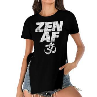 Zen Af Om Symbol Vintage Meditation Yoga Distressed V2 Women's Short Sleeves T-shirt With Hem Split - Seseable