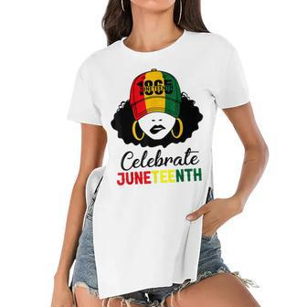 Celebrate Junenth 1865 Black Girl Magic Melanin Women Women's Short Sleeves T-shirt With Hem Split | Mazezy