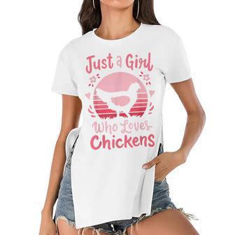 Chicken Just A Girl Who Loves Chickens V3 Women's Short Sleeves T-shirt With Hem Split - Seseable