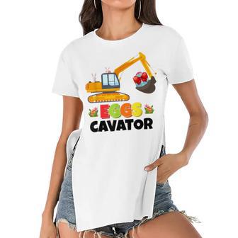 Excavator Shirts For Toddler Boys Girls Easter Eggs Cavator Women's Short Sleeves T-shirt With Hem Split | Favorety