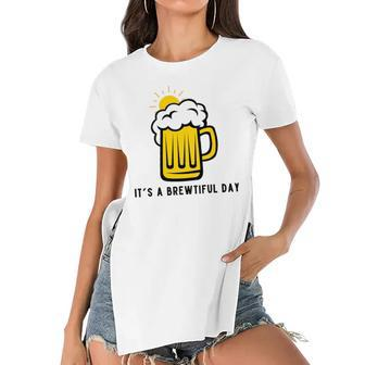 Its A Brewtiful Day Beer Mug Women's Short Sleeves T-shirt With Hem Split | Mazezy