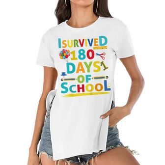 Kids I Survived 180 Days Of School 2022 Class Activity Teacher Women's Short Sleeves T-shirt With Hem Split - Seseable