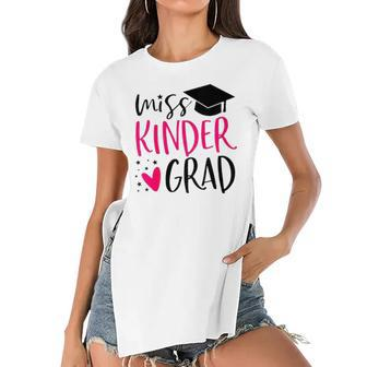 Kids Miss Kinder Grad Kindergarten Nailed It Graduation 2022 Senior Women's Short Sleeves T-shirt With Hem Split | Mazezy