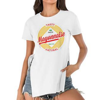 Mayonnaise Lazy Costume Funny Sarcastic Halloween Women's Short Sleeves T-shirt With Hem Split - Seseable