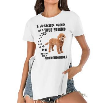 Mini Goldendoodle Quote Mom Doodle Dad Art Cute Groodle Dog Women's Short Sleeves T-shirt With Hem Split | Mazezy