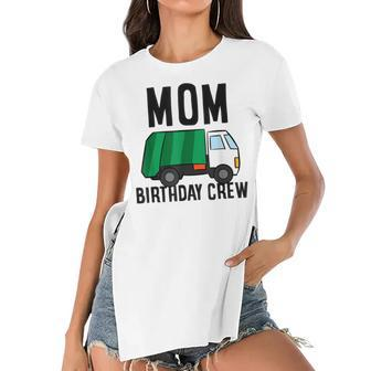 Mom Of The Birthday Crew Garbage Truck Women's Short Sleeves T-shirt With Hem Split - Seseable
