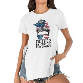 Mother By Choice Pro Choice Messy Bun Us Flag Women Rights Women's Short Sleeves T-shirt With Hem Split | Mazezy