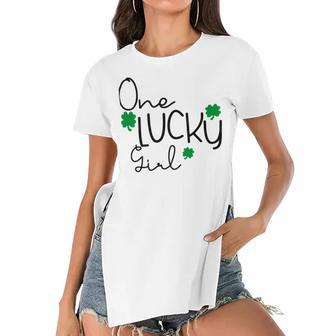 One Lucky Girl Funny St Patrick Day Women's Short Sleeves T-shirt With Hem Split | Favorety AU