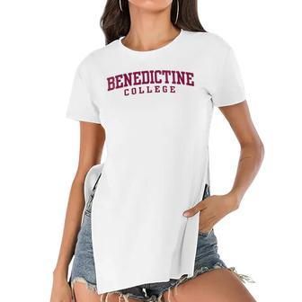 Womens Benedictine College Athletic Teacher Student Gift Women's Short Sleeves T-shirt With Hem Split | Mazezy
