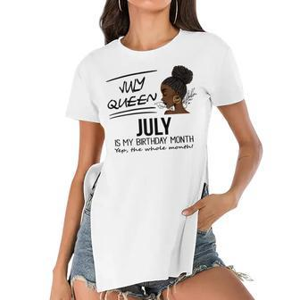 Womens July Queen July Is My Birthday Month Black Girl Women's Short Sleeves T-shirt With Hem Split - Seseable