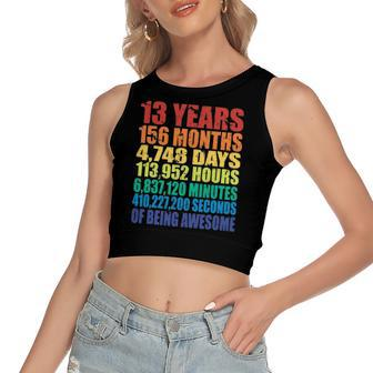 13Th Birthday For Boys & Girls 13 Years Of Being Awesome Women's Crop Top Tank Top | Mazezy