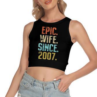 15Th Wedding Anniversary For Her Best Epic Wife Since 2007 Married Couples Women's Crop Top Tank Top | Mazezy