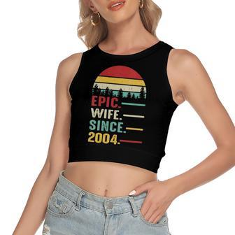 18Th Wedding Anniversary For Her Epic Wife Since 2004 Women's Crop Top Tank Top | Mazezy