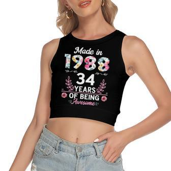 34 Years Old 34Th Birthday Born In 1988 Girls Women's Crop Top Tank Top | Mazezy