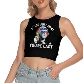 4Th Of July If You Aint First George Sloshington Beer Lover Women's Crop Top Tank Top | Mazezy