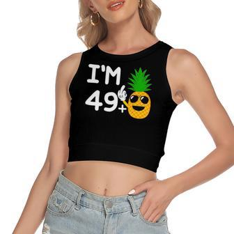 50Th Birthday Pineapple 50 Years Tropical Fruit Women's Crop Top Tank Top | Mazezy