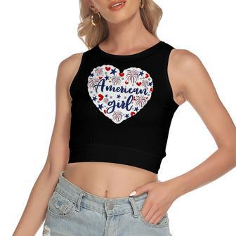 American Girl Patriot 4Th Of July Independence Day Baby Girl Women's Crop Top Tank Top | Mazezy