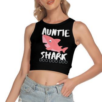 Auntie Shark From Niece Nephew Women's Crop Top Tank Top | Mazezy