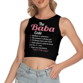 Baba Grandma Gift The Baba Code Women's Sleeveless Bow Backless Hollow Crop Top - Seseable