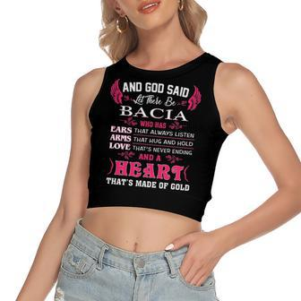 Bacia Grandma Gift And God Said Let There Be Bacia Women's Sleeveless Bow Backless Hollow Crop Top - Seseable