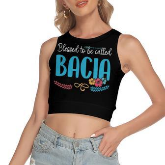 Bacia Grandma Gift Blessed To Be Called Bacia Women's Sleeveless Bow Backless Hollow Crop Top - Seseable