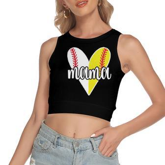 Baller Mama Proud Softball Baseball Player Ball Mom Women's Crop Top Tank Top | Mazezy