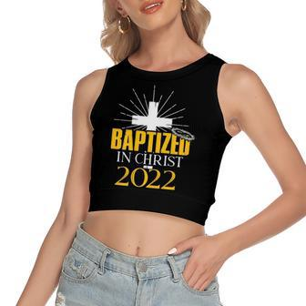 Baptized In Christ 2022  Christian Tee Baptism Faith  Women's Sleeveless Bow Backless Hollow Crop Top