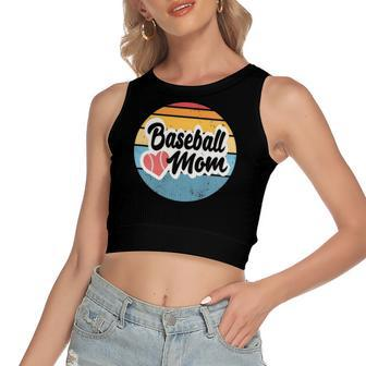 Baseball Mom Vintage Retro For Mother Women's Crop Top Tank Top | Mazezy