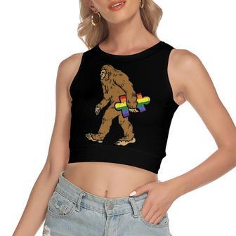 Bigfoot Rainbow Autism Puzzle Sasquatch Gay Lgbt Pride Women's Crop Top Tank Top | Mazezy