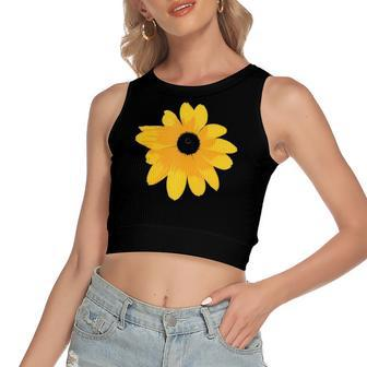 Black Eyed Susan Large Yellow Daisy Flower Print Women's Crop Top Tank Top | Mazezy