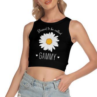 Blessed To Be Called Gammy Cute Daisy Flower Women's Crop Top Tank Top | Mazezy