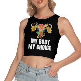 My Body My Choice Us Flag Feminist Rights Women's Crop Top Tank Top | Mazezy