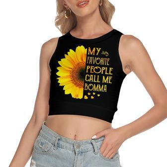 Bomma Grandma Gift My Favorite People Call Me Bomma Women's Sleeveless Bow Backless Hollow Crop Top - Seseable