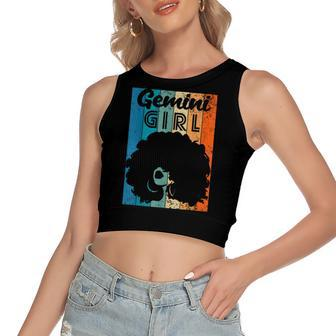 Born In May 21 To June 20 Birthday Gemini Girl Afro Hair Women's Sleeveless Bow Backless Hollow Crop Top - Seseable