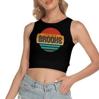 Brooke Name Retro Vintage Sunset Limited Edition Women's Crop Top Tank Top | Mazezy
