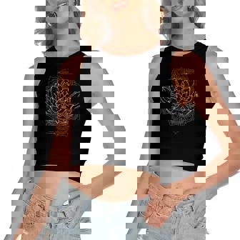 Buddhist Fractal Geometry Spiritual Yoga Asian Mandala Lotus Women's Crop Top Tank Top | Mazezy