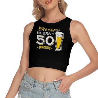 Cheers And Beers To 50 Years 50Th Birthday Party Women's Crop Top Tank Top | Mazezy