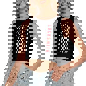 Cool Locksmith Art For American Flag Lock Picker Women's Crop Top Tank Top | Mazezy