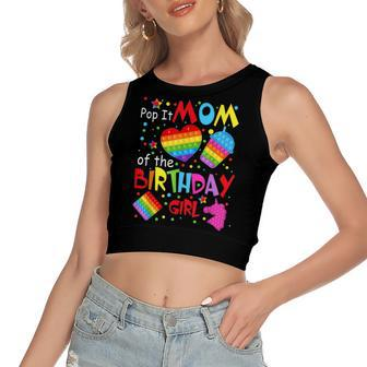 Cute Pop It Mom Of The Birthday Girl Fidget Toy Lovers Women's Sleeveless Bow Backless Hollow Crop Top - Seseable