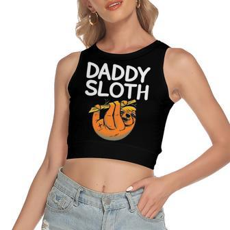 Daddy Sloth Lazy Cute Sloth Father Dad Women's Crop Top Tank Top | Mazezy
