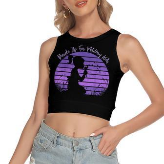 Dandelion Purple Up For Military Kids Month Army Child Women's Sleeveless Bow Backless Hollow Crop Top - Seseable
